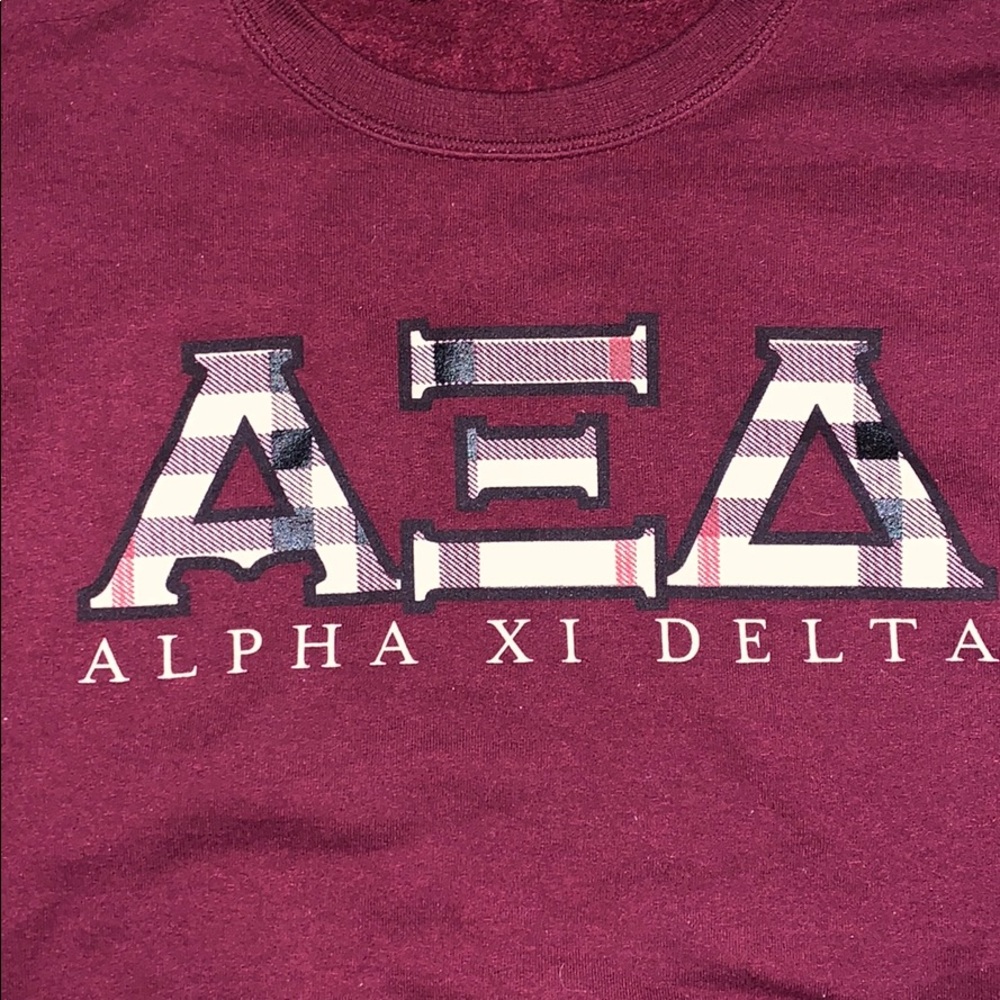 Alpha Xi Delta plaid letters